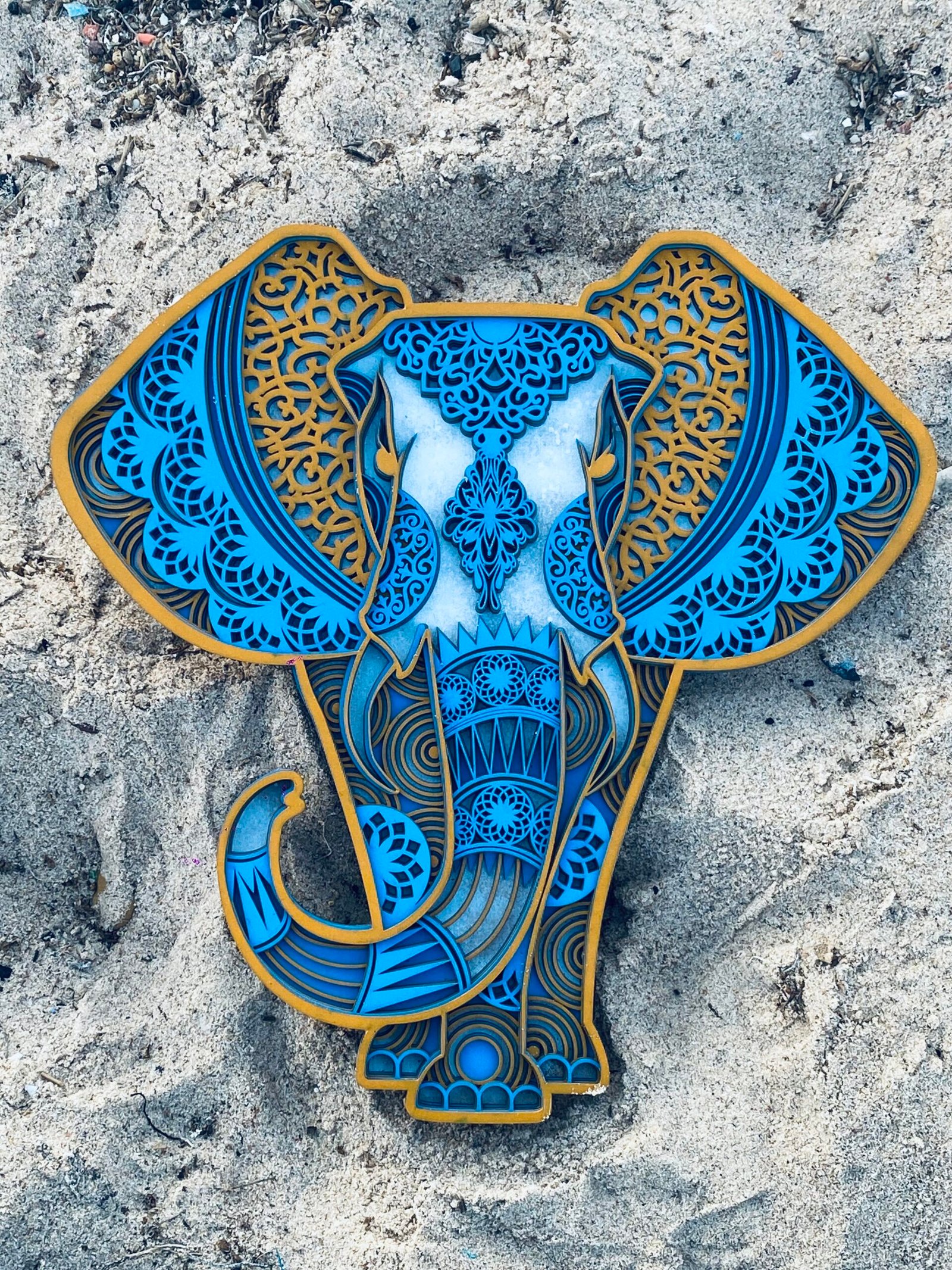 IMG_2524 Elephant multi colours Handmade art - Image 1